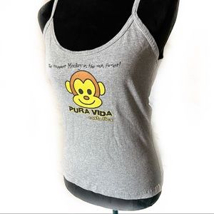 Rana Tropic "Pura Vida Costa Rica" Monkey Spaghetti Strap Tank Top Size Jr XL